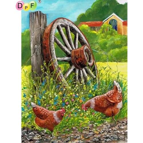 5D DIY Diamond Painting Wheel and chicken round/square Cross Stitch Diamond Embroidery kits Diamond Mosaic home Decorative drill