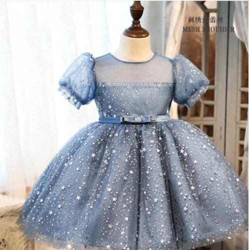 Baby Girls Dress For Party And Wedding Princess Kids Dresses For Girls Tulle Sequins First 1st Birthday Baptism Girl Ball Gown