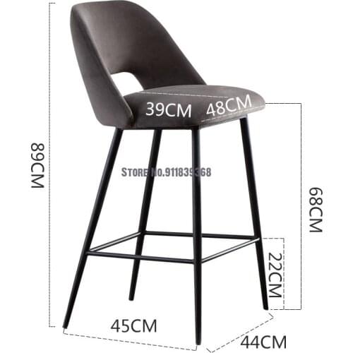 Bar Chair Modern Simple Metal High Foot Front Desk Chair Bar Stool Home Soft Bag Loft Designer Creative Bar Chair
