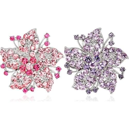 Sparkling Crystal Rhinestones Flower Brooch Pins For Outer Wear Clothes Wedding Party Supplies Large Size