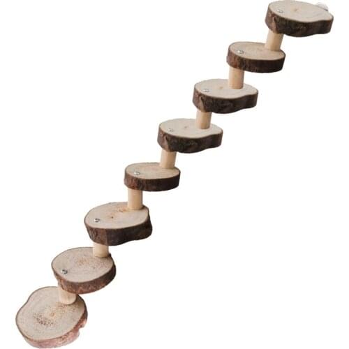 Wooden Parrot Hamster Climbing Ladder Stairs Birds Exercise Perches Stand Molar M76D