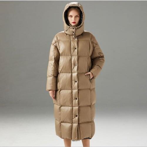 Long female winter down jacket women Sequins over knee duck down clothes black thick warm coats loose fashion ladies overcoats