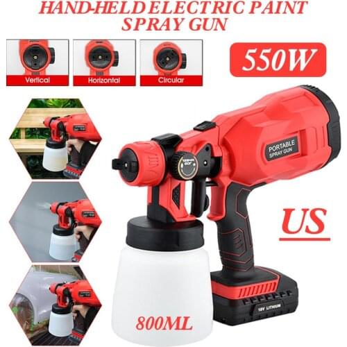 Electric Handheld Spray Gun Paint Sprayers Rechargeable 550W High Power Home Electric 800ml Adjutsable Flow HVLP Paint Sprayer