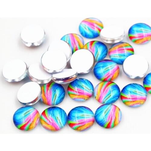 Hot Sale 50pcs 8mm 10mm Mix Colors Fashion Mixed Handmade Glass Cabochons Pattern Domed Jewelry Accessories Supplies