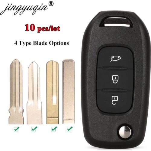 Jingyuqing 10pcs/lot 3 Button Flip Folding Car key Shell fob for Renault XP Megan Key Case HU136te VAC102