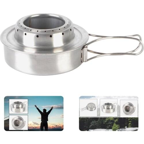 Compact Backpackers Alcohol Stove Portable Outdoor Ultralight Mini Burner, with Foldable Handle for Easy Moving