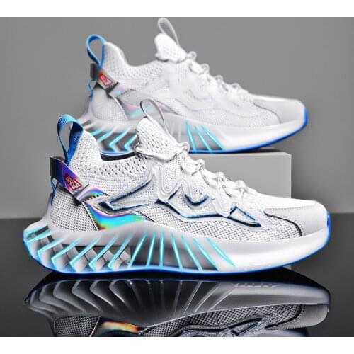 New Trendy Mens Blade Sneakers Summer Breathable Mesh Running Shoes High Quality Streetwear Casual Sports Sock Footwear Boys 46