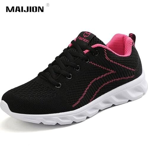 Casual Women Sneakers Breathable Mesh Lady Running Shoes Non-slip Comfortable Outdoor Sport Walking Soft Lightweight Black