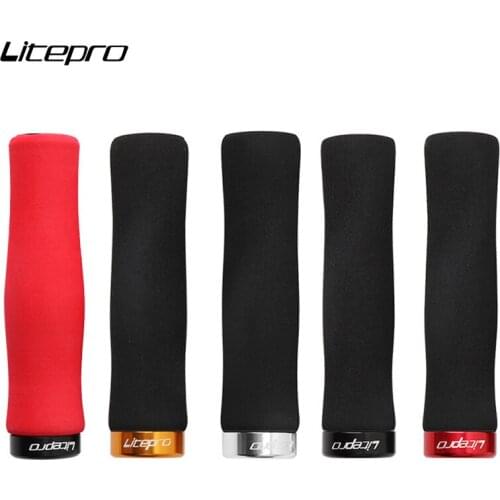 Litepro bike handlebar grip sponge anti slip skid anti shock absorb road bike MTB folding bike end with lockring oil slick