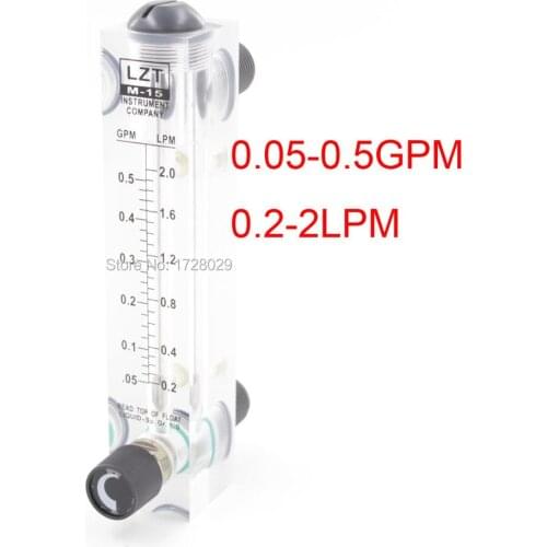 LZT-15T Adjustable Liquid Flowmeter 0.05-0.5GPM 0.2-2LPM Water Flow Meter
