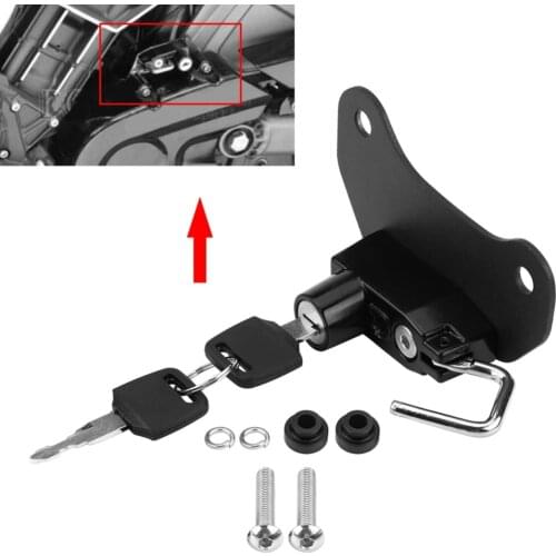 Motorcycle Anti-theft Security Helmet Lock Alloy Black Mount Hook with 2 Keys Universal for Indian Scout/Sixty 2015 2016-2018