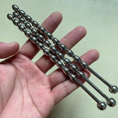 Male masturbation 6/8mm Metal Beads Penis Plug Urethral Sounds Dilator Urethra Beaded Insert Rods Sounding Sex Toys For Men BDSM