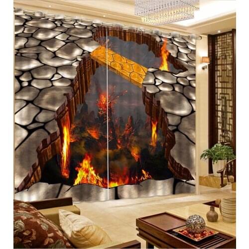 Custom Any Size Home Bedroom Decoration 3D Curtain Anime Volcano Curtains For Bedroom Window Curtain Living Room 3D Curtain