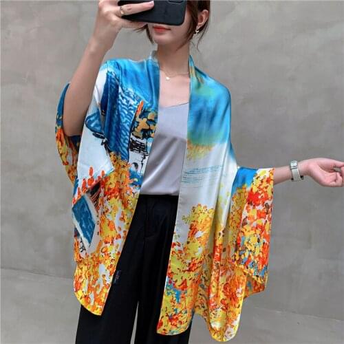 2021 New Women Silk Scarf Spring Summer Pashmina Shawls Wraps Lady Foulard Hijab Headscarf Bandana Fashion Print Echarpe Stoles