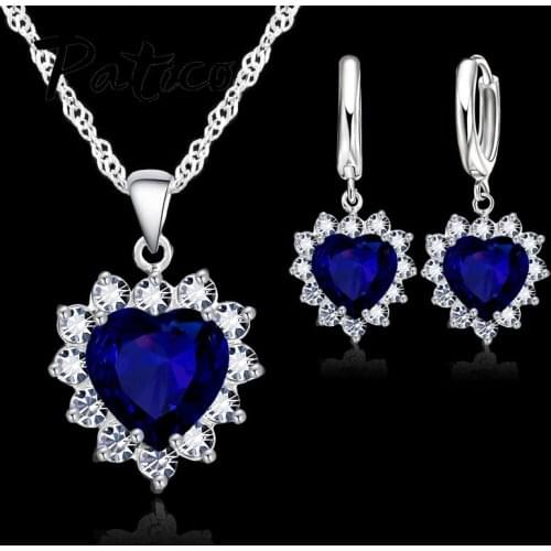New Arrival 925 Sterling Silver Cubic Zirconia Heart Pendant Necklace Earring Jewelry Sets For Women Wedding Gifts