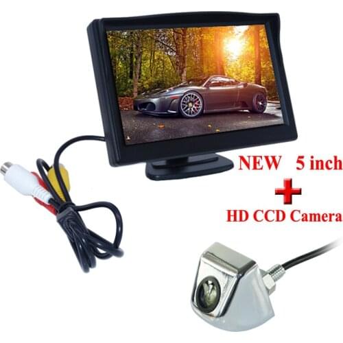 New arrival 5 Inch Color TFT LCD Rearview Mirror Monitor 2 Video Input PAL NTSC With Waterproof Car Night Vision Camera