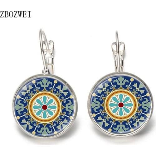 Hot models Putuo flower earrings ear hook Europe and the United States French hook earrings, clothing accessories earrings