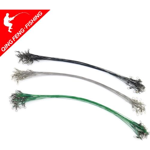 20PCS Anti Bite Steel Fishing Line Steel Wire Leader With Swivel Fishing Accessory Lead Core Leash Fishing Wire 15CM-30CM