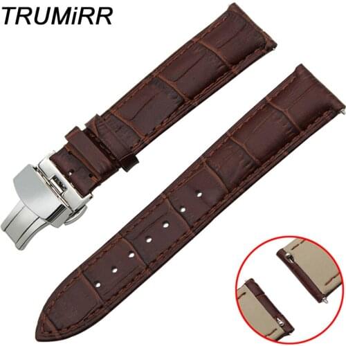 18mm 20mm 22mm Quick Release Genuine Leather Watch Band for Seiko Men Women Butterfly Buckle Strap Wrist Bracelet Black Brown