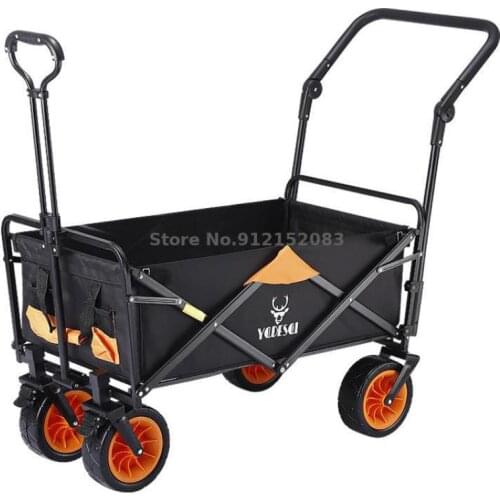 Outdoor Four-wheel Folding Portable Food Stall Shopping Trolley Small Trolley Cargo Fishing Shopping Trailer Camping Camping Car
