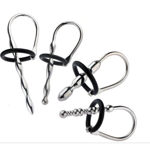 Stainless Steel Male Urethral Sound Catheters Blocking Comrades Metal Rod Urethral Dilator Penis Plug Delay Cock Ring Sex Toys