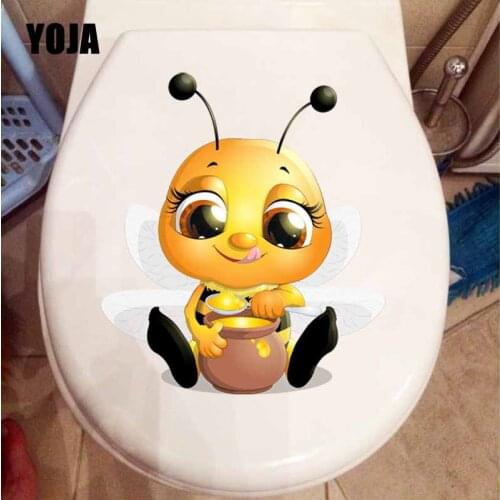 YOJA 20.3X23CM Creative Toilet Decal Wall Sticker Cute Cartoon Bee Kids Room Decoration T5-0938
