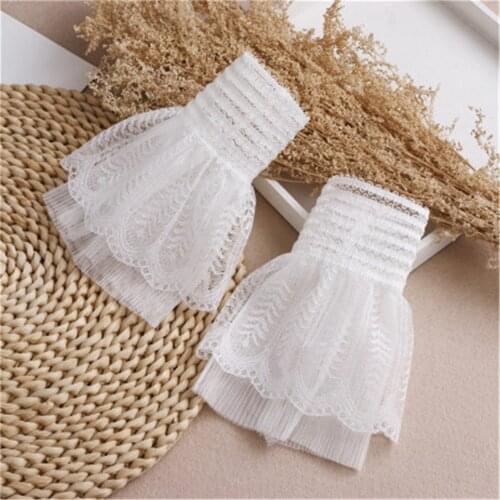 Women Lace Layered Ruffles Sleeve Cuff Fake Sleeve Arm Cover Female Detachable Cuffs Wrist Warmer