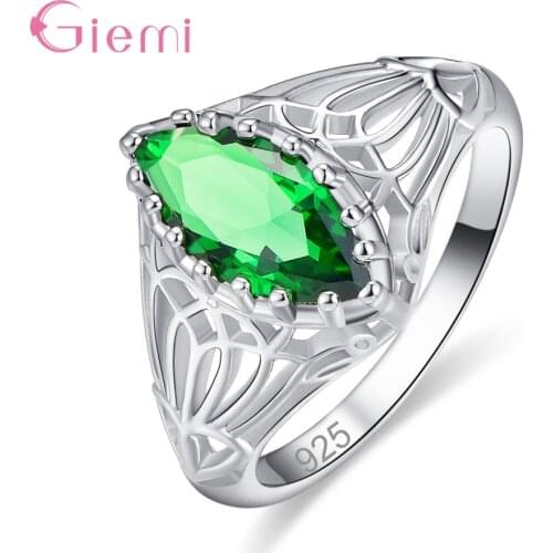 Factory Outlet Gorgeous Genuine 925 Sterling Silver Rings With Sparkling Crystal Elegant Fashion Women Jewelry Top Sale