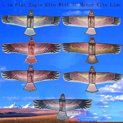 1.1M Flat Eagle Kite With 30 Meter Kite Line Children Flying Bird Kites Windsock Outdoor Toys Garden Cloth Toys For Kids Gift