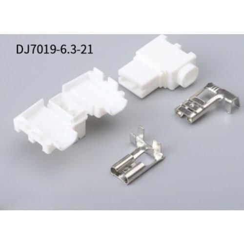 10 set 250 flag plug spring 6.3 nylon hard sheath DJ7019-6.3-21 AMP connector 174977-1