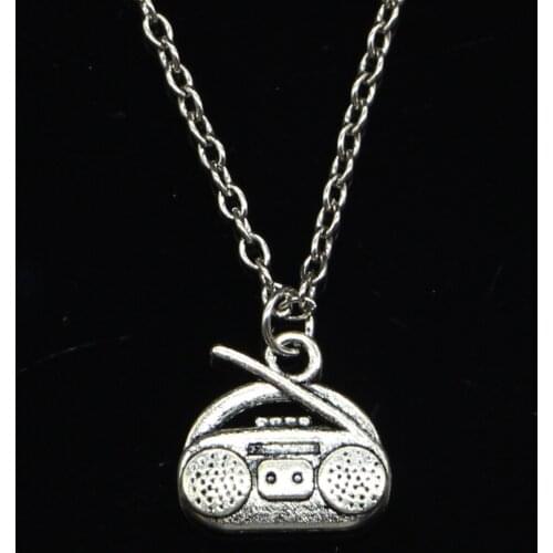 20pcs New Fashion Necklace 14x15mm radio retro boombox Pendants Short Long Women Men Colar Gift Jewelry Choker