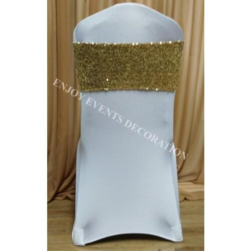 20pcs YHA#56 gold luxury sequins chair band for any chair back decor