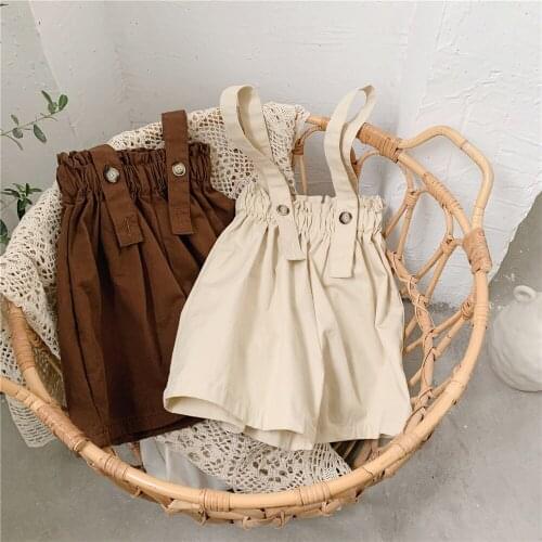 2021 Summer Boys and Girls Kindergarten Baby Overalls Toddler Girl Casual Solid Suspender Pants Baby Short Pant Baby Clothes