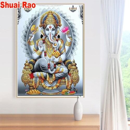 Diamond painting"ganesha"diamond embroidery full round drills Indian religious mosaic diamond inlaid pattern,home decoration