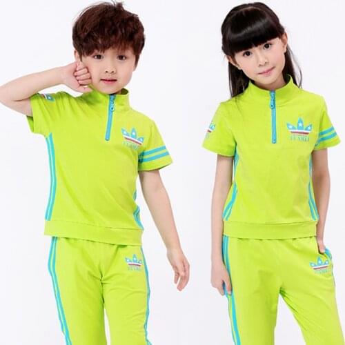 Children Boys School Uniforms Printing T-shirts+Skirt/pants Set Girls Summer Camp Leisure Suit Gym Tracksuit Sport Suit