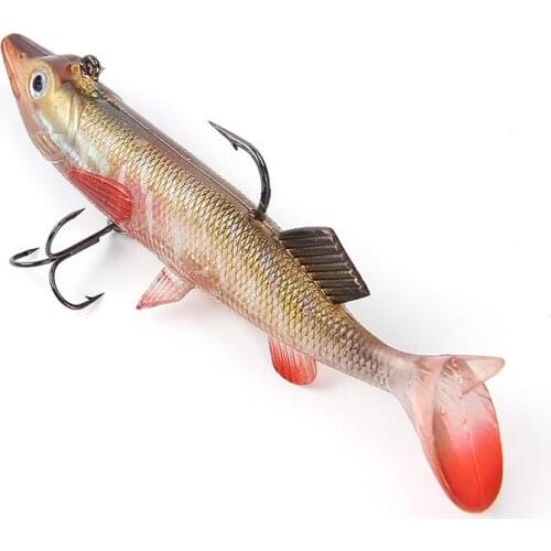 1PC Soft Bait Jig Fishing Lure With Lead Head Fish Swimbait Treble Hook Fishhook Fishing Tackle Jigging Sinking Hook Pesca