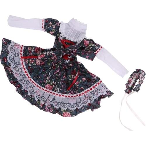 Elegant Handmade Princess Dress For 60 cm Night Lolita Girl Doll Floral Dress Clothes Accessory