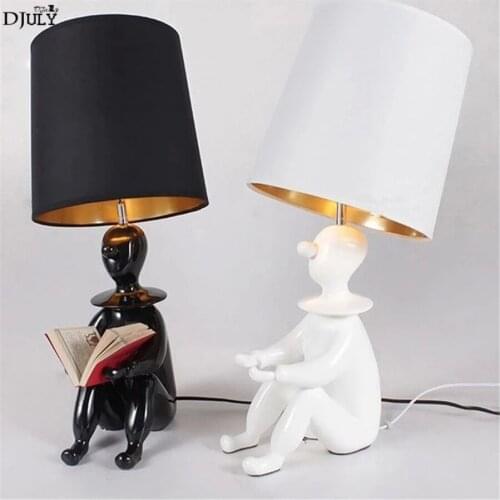 European Art Deco Clown Resin Table Lamp Living Room Decoration Kids Study Bedroom Bedside Lamp Led Makeup Table Light Fixtures