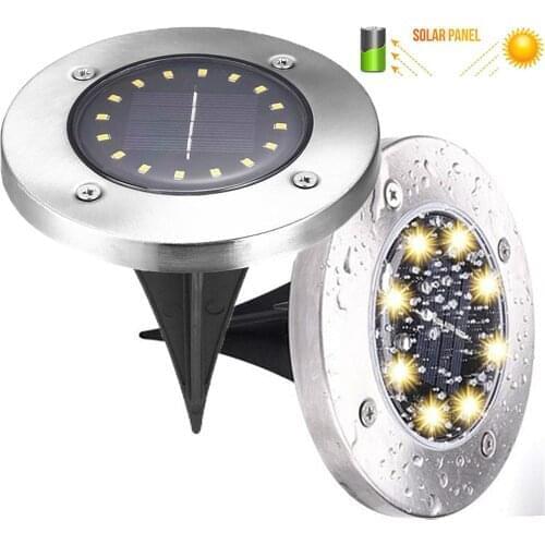 2 Sets Solar Powered IP67 LED Garden Lights Bulb Ground Lawn Lights Waterproof Underground Landscape Lights for Pathway Street