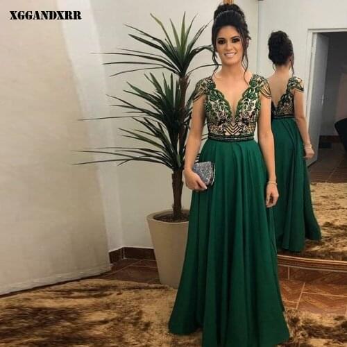 Beautiful A-Line Prom Maade 2022 Chiffon Beading Tassel Long Skirt Green Sleeveless Party Gown Custom Made