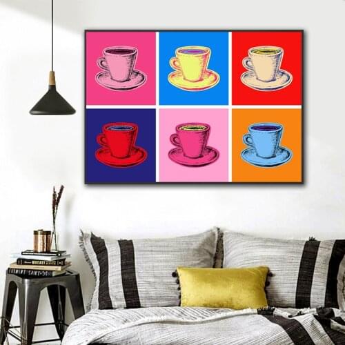 Colorful Coffee Pop Art Canvas Painting Modern Wall Pictures Home Decoration Scandinavian Posters Printing