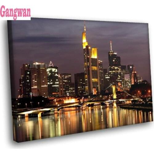 Frankfurt Am Main Nightscape Full drill square round diamond painting mosaic rhinestones diamond embroidery cross stitch needle