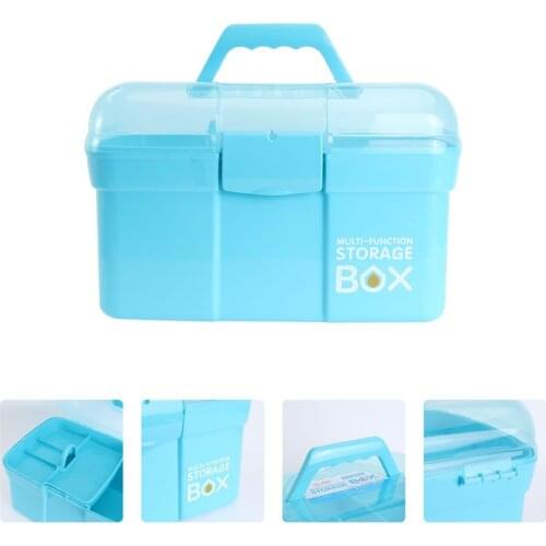 Multi-function Medicine Cabinet Portable First-aid Case Double Layer Home Storage Medicine Box (Pink, 31x20x20cm)