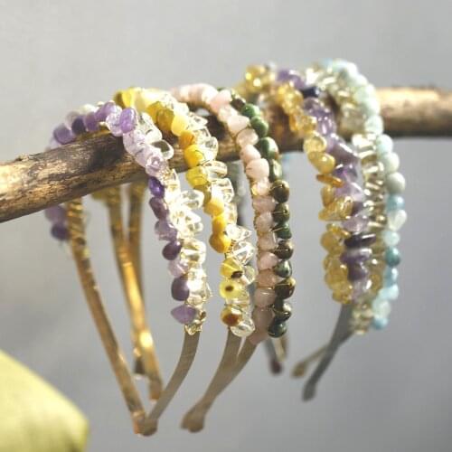 Natural crystal jade jewelry crown aquamarine amethyst pink crystal double crystal headband headdress gift