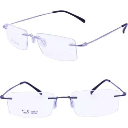 76127 rice design endpiece pure titanium rimless durable IP vacuum color coating rectangle shape simple precription glasses