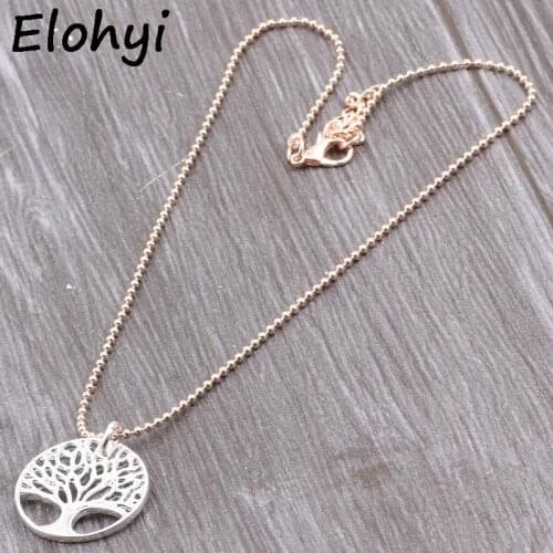 ELOYHI Women Design Tree Of Life Choker Necklaces Beads Chain Rose Gold Collar For Women Trendy Neckalce&Pendants Gift