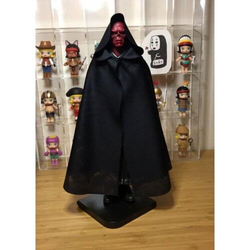 1:6 Black Handmade Old effect CLoak Hooded Cape For 12" Female Male Body