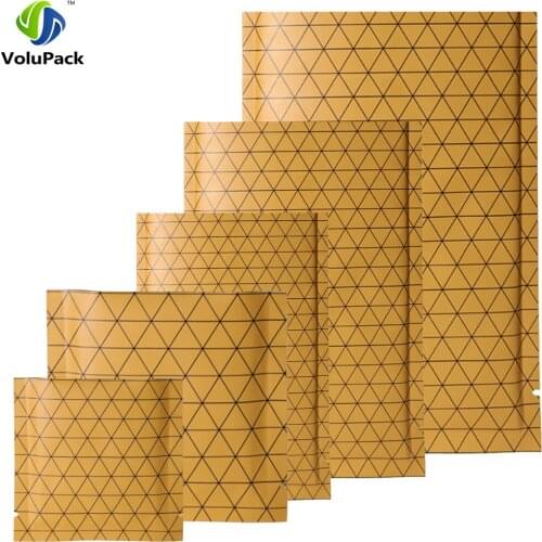 Flat Open Top Storage Bag Various Sizes Heat Sealing Aluminum Foil Food Package Bags Orange Pouches With Black Prism Pattern