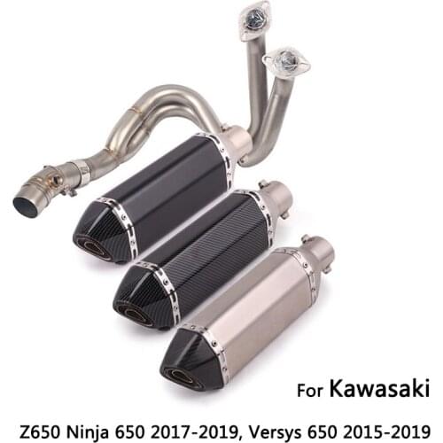 Full Exhaust System for Kawasaki 2017-2019 Z650 Ninja 650 2015-2019 Versys 650 Motorcycle Header Slip On 51 mm Muffler Exhaust