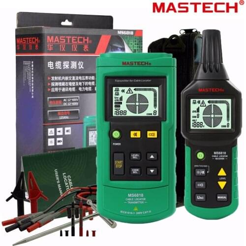 Mastech MS6818 Portable Professional Wire Cable Tracker Metal Pipe Locator Detector Tester Line Tracker Voltage12~400V